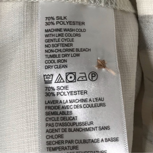 Tommy Bahama Camp Shirt Silk Blend Short Sleeve Wavy Pattern Cream Grey Men’s XL - Picture 13 of 13